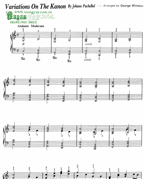 George Davidson版卡农 Variations on the Kanon钢琴谱 