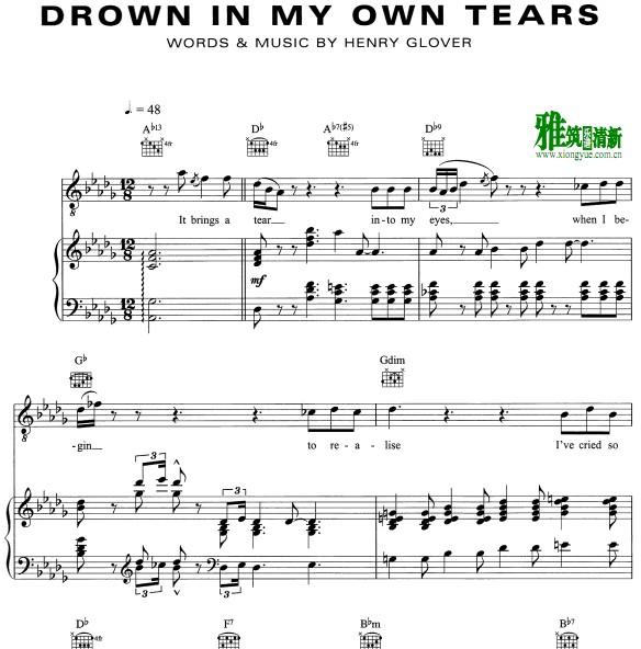 Ray Charles - Drown In My Own Tears钢琴谱