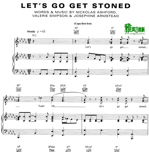 雷·查尔斯 Ray Charles - Let’s Go Get Stoned钢琴谱