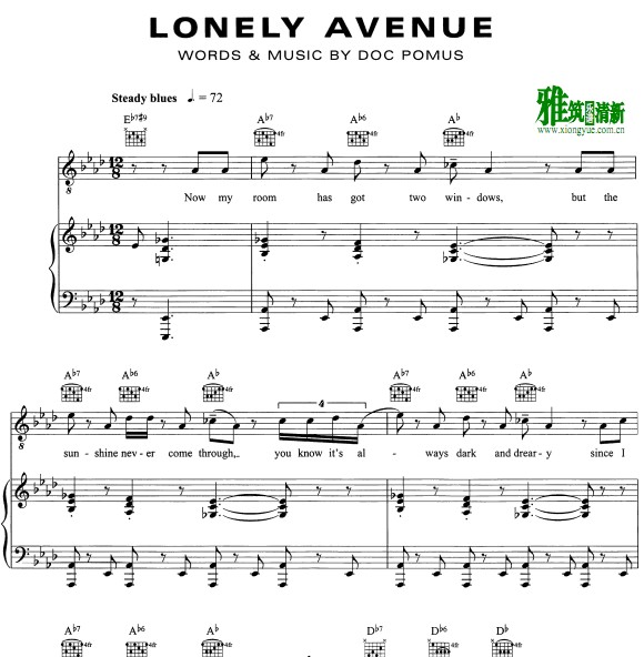 Ray Charles 雷·查尔斯 - Lonely Avenue钢琴谱