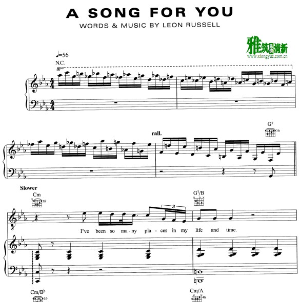 雷·查尔斯 Ray Charles- A Song For You钢琴谱