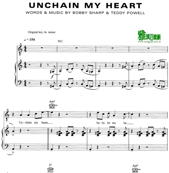 雷·查尔斯 Ray Charles - Unchain My Heart 钢琴谱