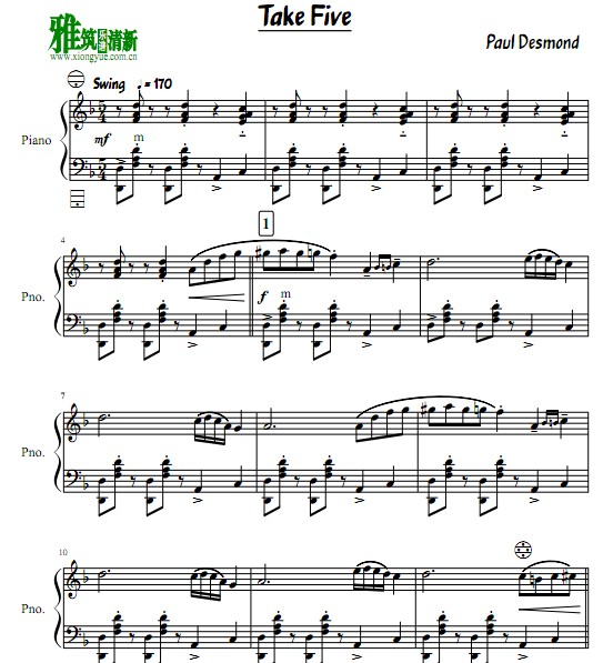 take five手风琴谱