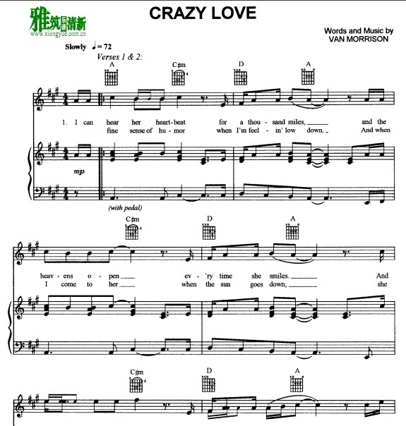 Van Morrison - Crazy Love钢琴伴奏谱