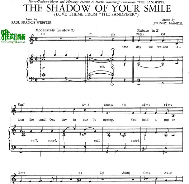 the shadow of your smile钢琴伴奏谱