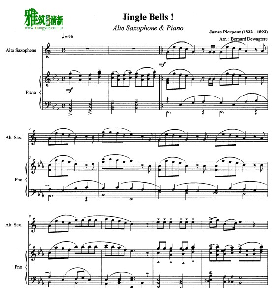Jingle Bells 萨克斯钢琴伴奏谱