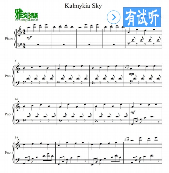 Andrew Jasinski - Kalmykia Sky钢琴谱