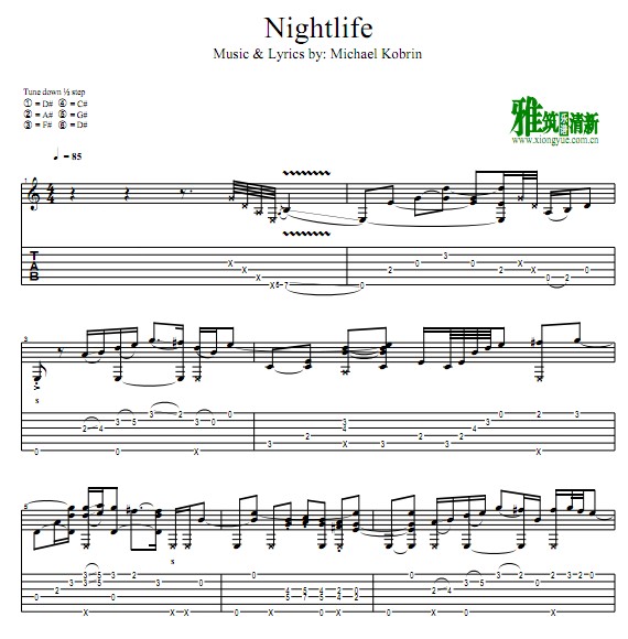 Michael kobrin版Nightlife指弹吉他谱
