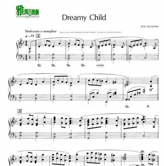 久石让  空幻的孩子Dreamy Child钢琴谱