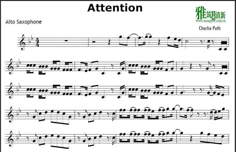 Charlie Puth - Attention萨克斯谱