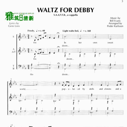 The Real Group Waltz for Debby 阿卡贝拉合唱谱