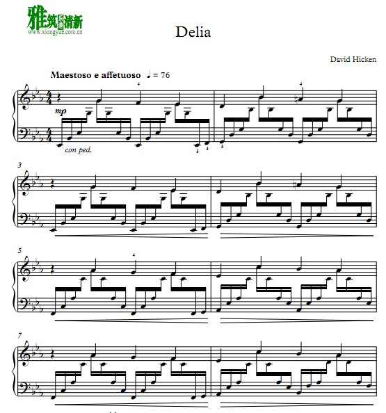 David hicken - Delia钢琴谱