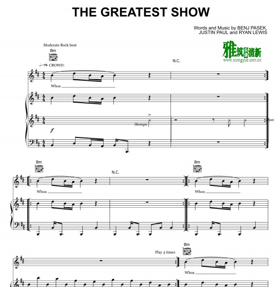 马戏之王 The Greatest Show钢琴谱