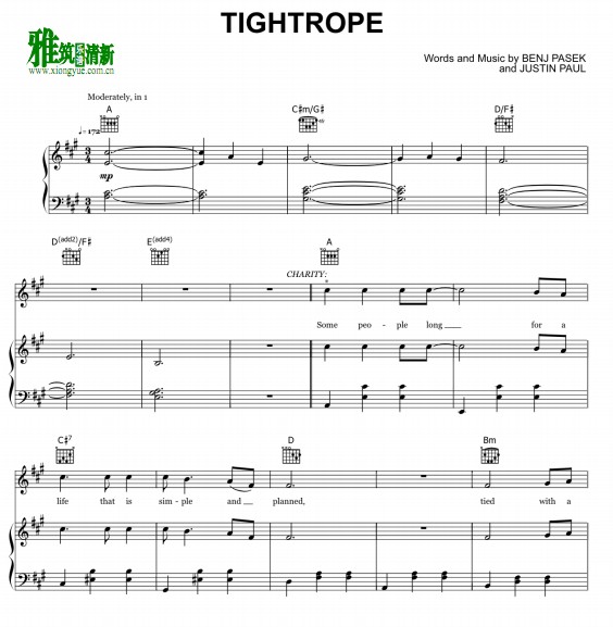 马戏之王 Tightrope钢琴谱
