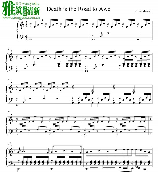 Death is the Road to Awe钢琴谱