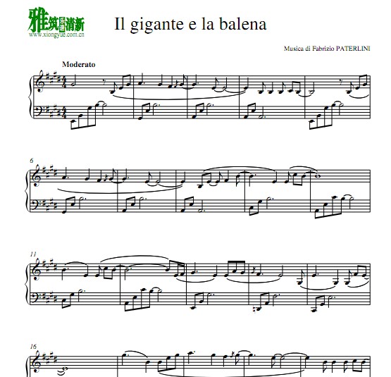 法布里奇奥·帕特里尼 - Il gigante e la balena钢琴谱
