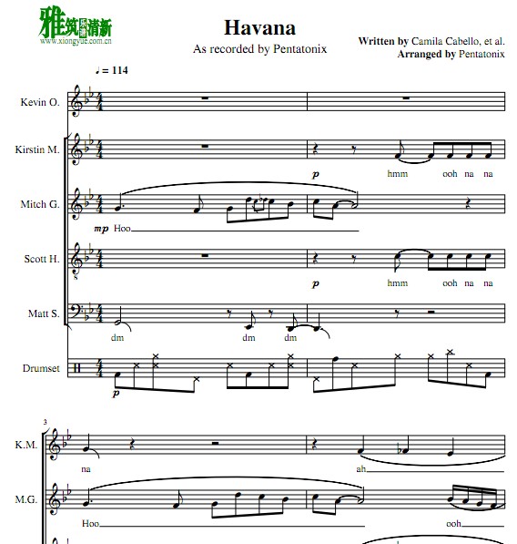 Pentatonix - Havana 合唱谱
