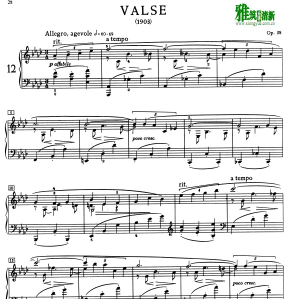 Valse in A-Flat Major  Op. 38钢琴谱 