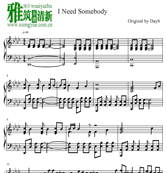 Day6 - I Need Somebody钢琴谱