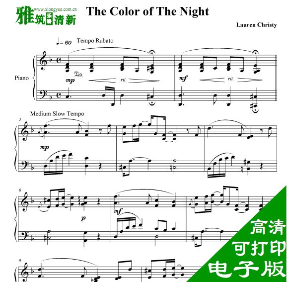 Lauren Christy-The color of the night钢琴谱