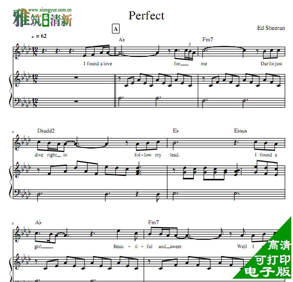 Ed Sheeran - Perfect 双簧管钢琴二重奏谱
