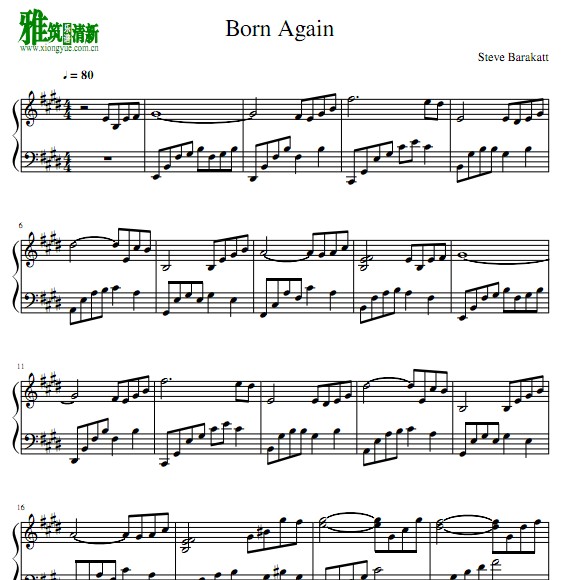 Steve Barakatt - Born Again钢琴谱