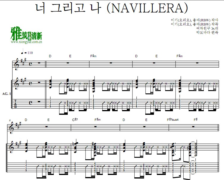 GFriend NAVILLERA吉他谱