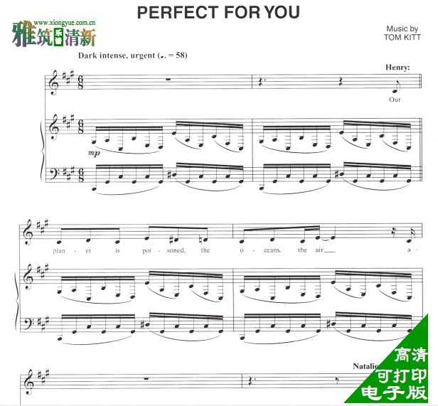 歌剧 近乎正常 perfect for you钢琴谱