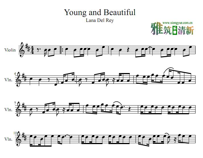 Lana Del Rey - young and beautiful小提琴谱