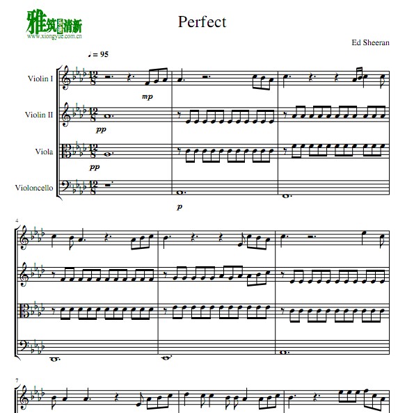 Ed Sheeran - Perfect弦乐四重奏谱