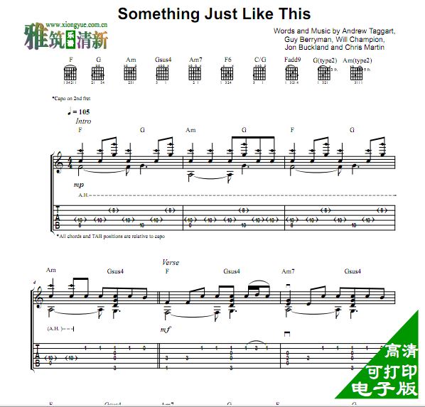 Andrew Foy吉他谱 Something Just Like This吉他谱