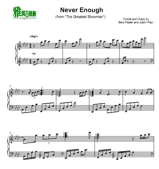 Francesco parrino版 Never Enough钢琴谱