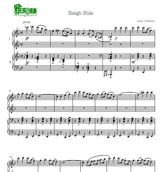 Sleigh Ride四手联弹谱
