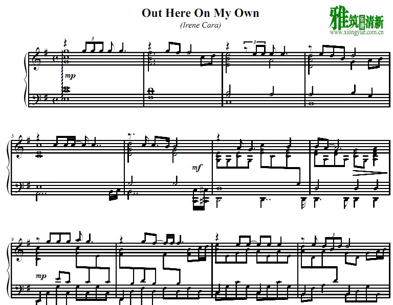 名扬四海 Out here on my own钢琴谱