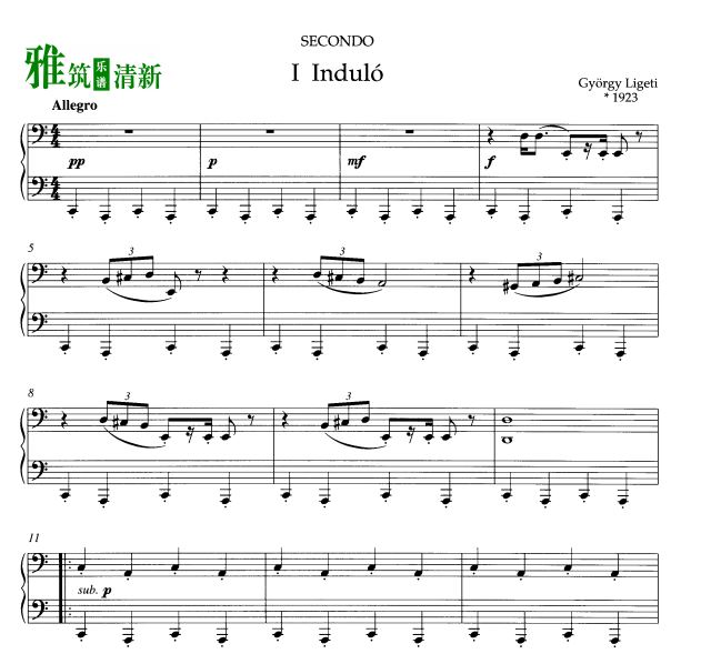 Ligeti 利盖蒂 五首四手联弹小品钢琴谱全集