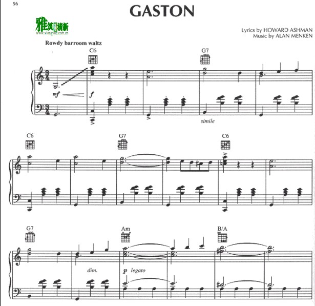 Beauty and the Beast美女与野兽  Caston钢琴谱