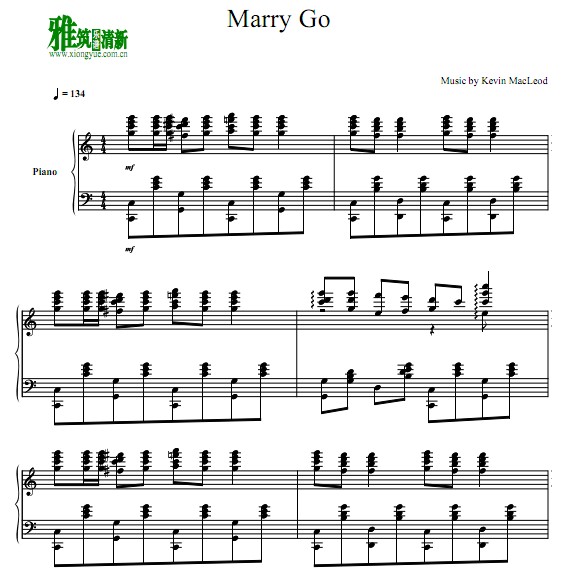 Kevin MacLeod – Merry Go钢琴独奏谱