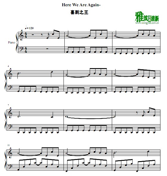 喜剧之王 Here We Are Again钢琴谱