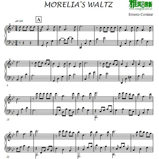 Ernesto Cortazar - Morelia's Waltz钢琴谱