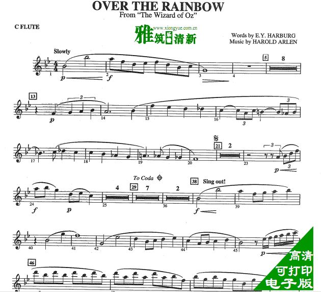 绿野仙踪 Over the Rainbow 交响管乐分谱