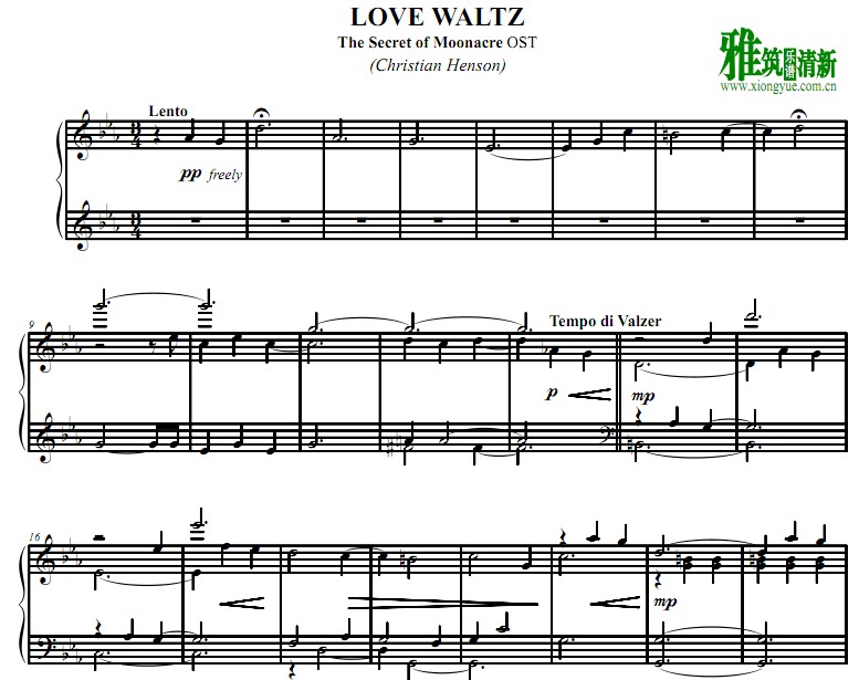 月亮坪的秘密 Love Waltz钢琴谱
