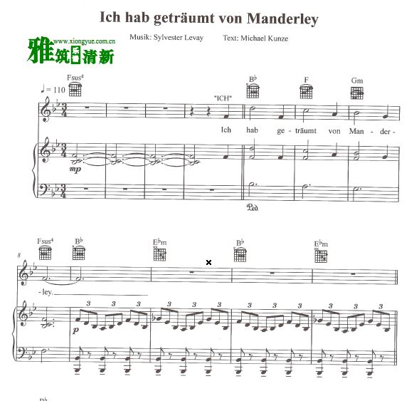 德语音乐剧 Rebecca 蝴蝶梦全剧钢琴伴奏谱