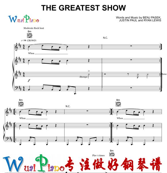 马戏之王 音乐剧 The Greatest Showman 钢琴伴奏谱