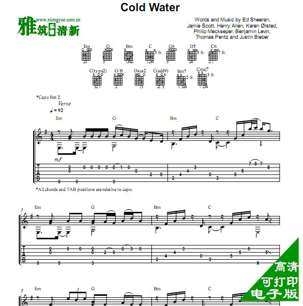 Andrew foy - Cold water吉他谱