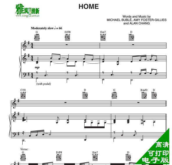 Blake Shelton - Home 弹唱伴奏钢琴谱