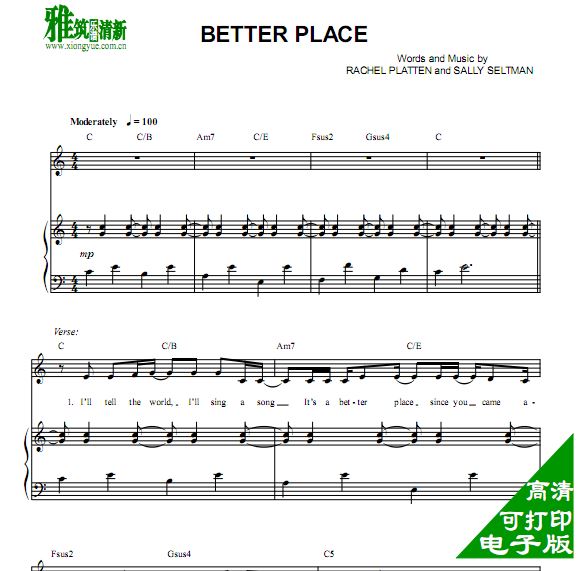 Rachel Platten - Better Place弹唱钢琴谱