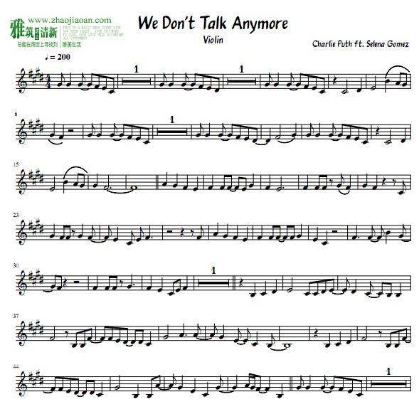 Charlie Puth - We don't talk anymore 小提琴谱