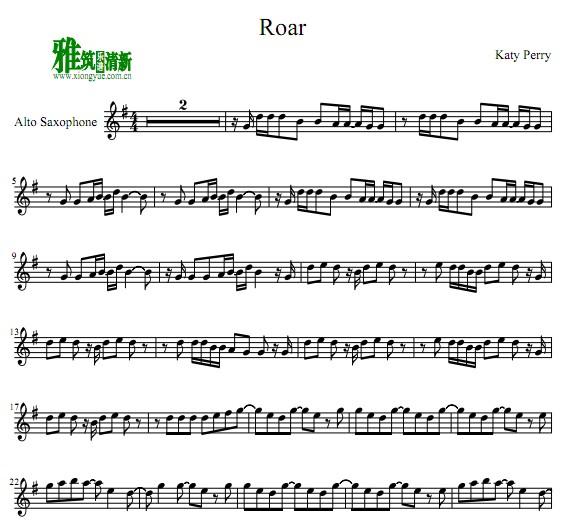 Katy Perry - Roar 中音萨克斯谱