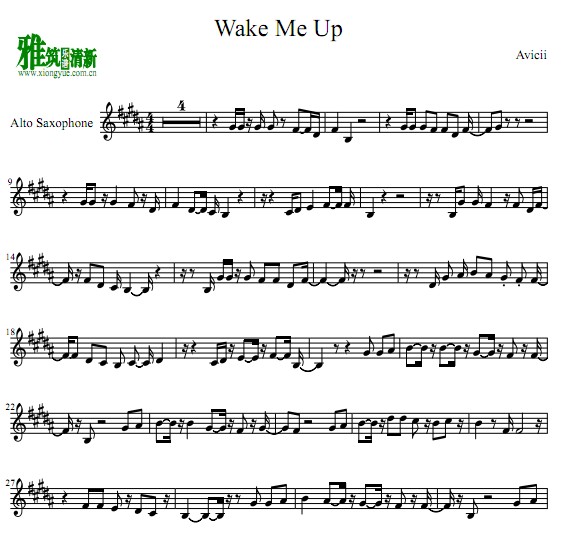 Avicii - Wake Me Up萨克斯谱