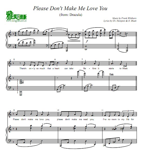 Dracula - please don't make me love you 钢琴伴奏谱